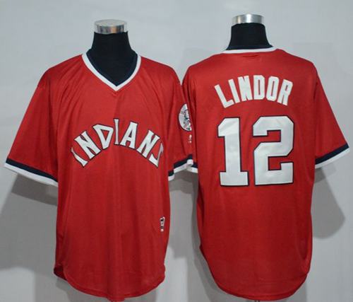 Indians #12 Francisco Lindor Red 1978 Turn Back The Clock Stitched MLB Jersey - Click Image to Close
